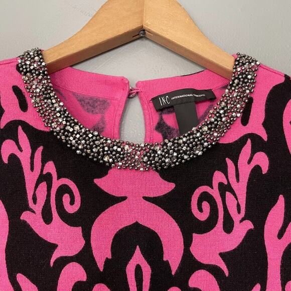 INC Size XL Black Pink Sweater Maximalism Dopamine Glam Barbie Preppy Clueless - Picture 3 of 9